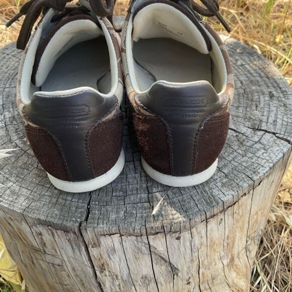 Coach Brown Suede Signature Canvas Lace Up Sneakers 5 - Picture 3 of 10
